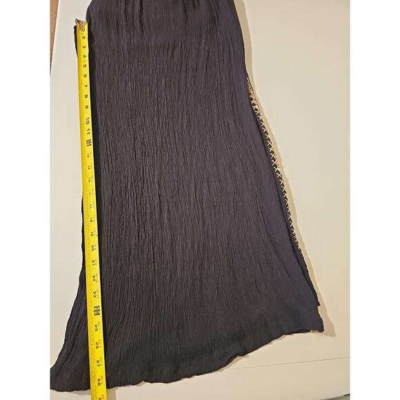 Free People Santoshi Embroidered Black Wide Leg Pants Boho Size 6 - Picture 9 of 15